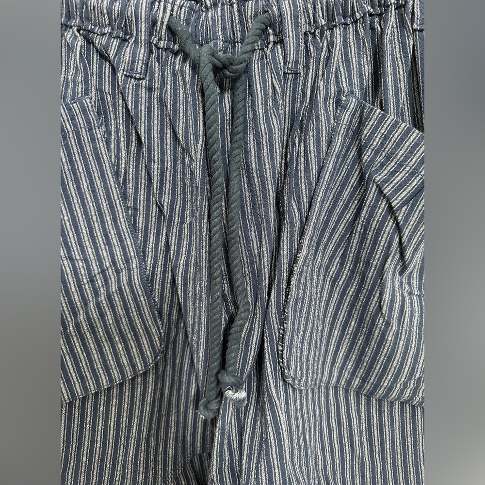 Free People Navy Pinstripe Wide Leg Pants - Picture 6 of 10